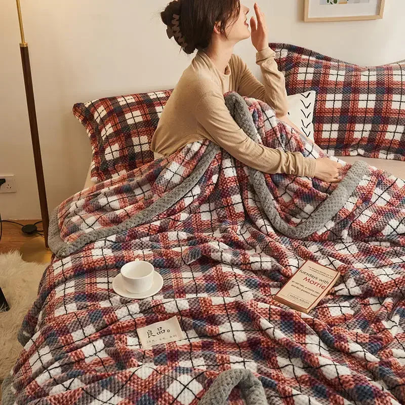 Soft Chenille Knit Throw Blanket - Handmade Machine Washable Cozy for Couch Bed - ZOOMNSTORE