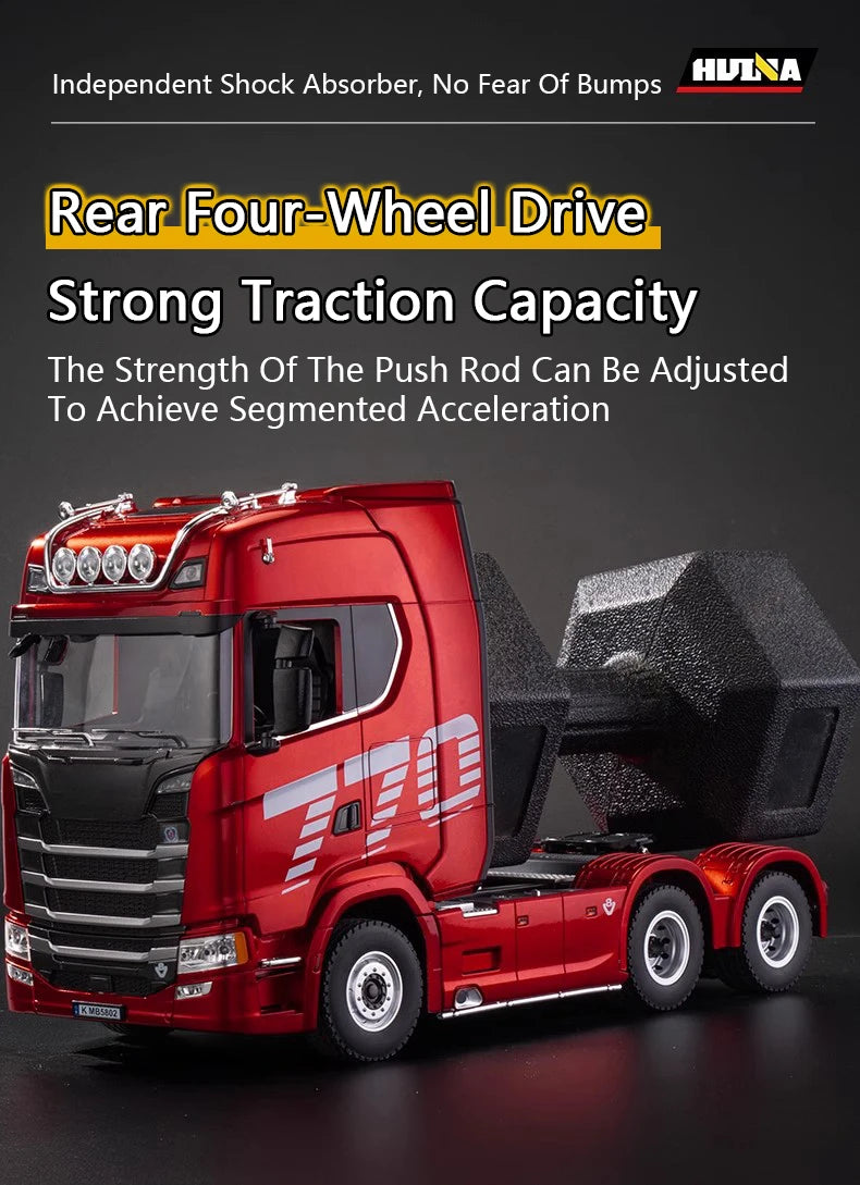HUINA 1501 770S RC Tractor Truck - 118 Scale Alloy Engineering Vehicle with Lights and Sounds - ZOOMNSTORE