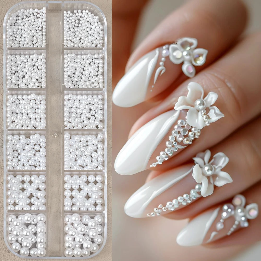 Ocean Gold Nail Art Charms - 3D Shell Seahorse Starfish Pearl Gems Studs