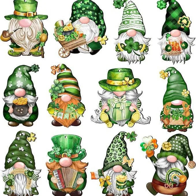 Wooden Christmas Gnome Decorations - 1224pcs Hanging Tree Plaque Set