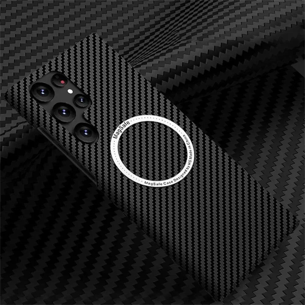 Ultra Slim Carbon Fiber Magnetic Case for Magsafe Samsung Galaxy S26 S25 S24 S23 Ultra S22 S21 Plus S25+ Mac Safe Matte Cover