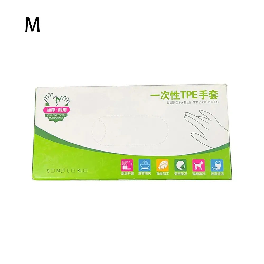 Disposable Food Gloves - 100Pcs TPE Clear Powder Free Non Slip Kitchen Safety Gloves