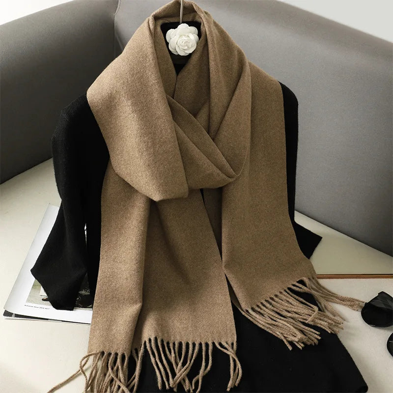62-Color Cashmere Winter Scarf - Warm Thicken Pashmina Shawl with Tassels