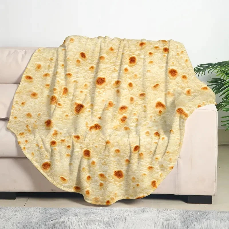 Mexican Tortilla Print Flannel Blanket - Soft Warm Throw for Couch Sofa Bed Camping Travel - ZOOMNSTORE