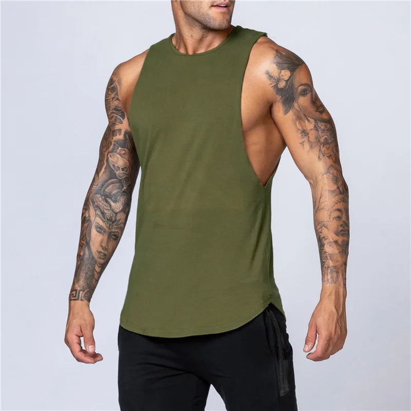 Men Cotton Sleeveless Shirt Casual Gym Tank Top Man Quick Dry Fitness Basketball Vest Bodybuilding Running t-Shirt Man Clothing