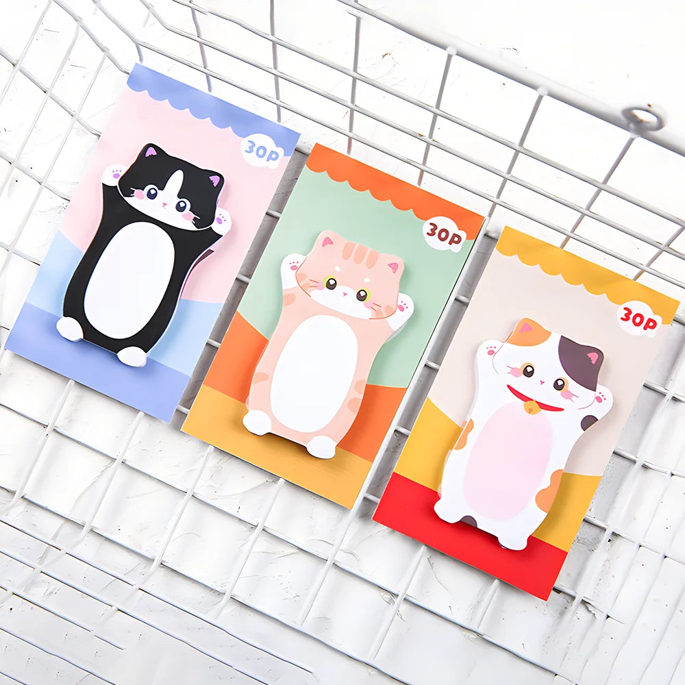 Aesthetic Cat Sticky Notes - Cute Kawaii Memo Pad for Daily Planning