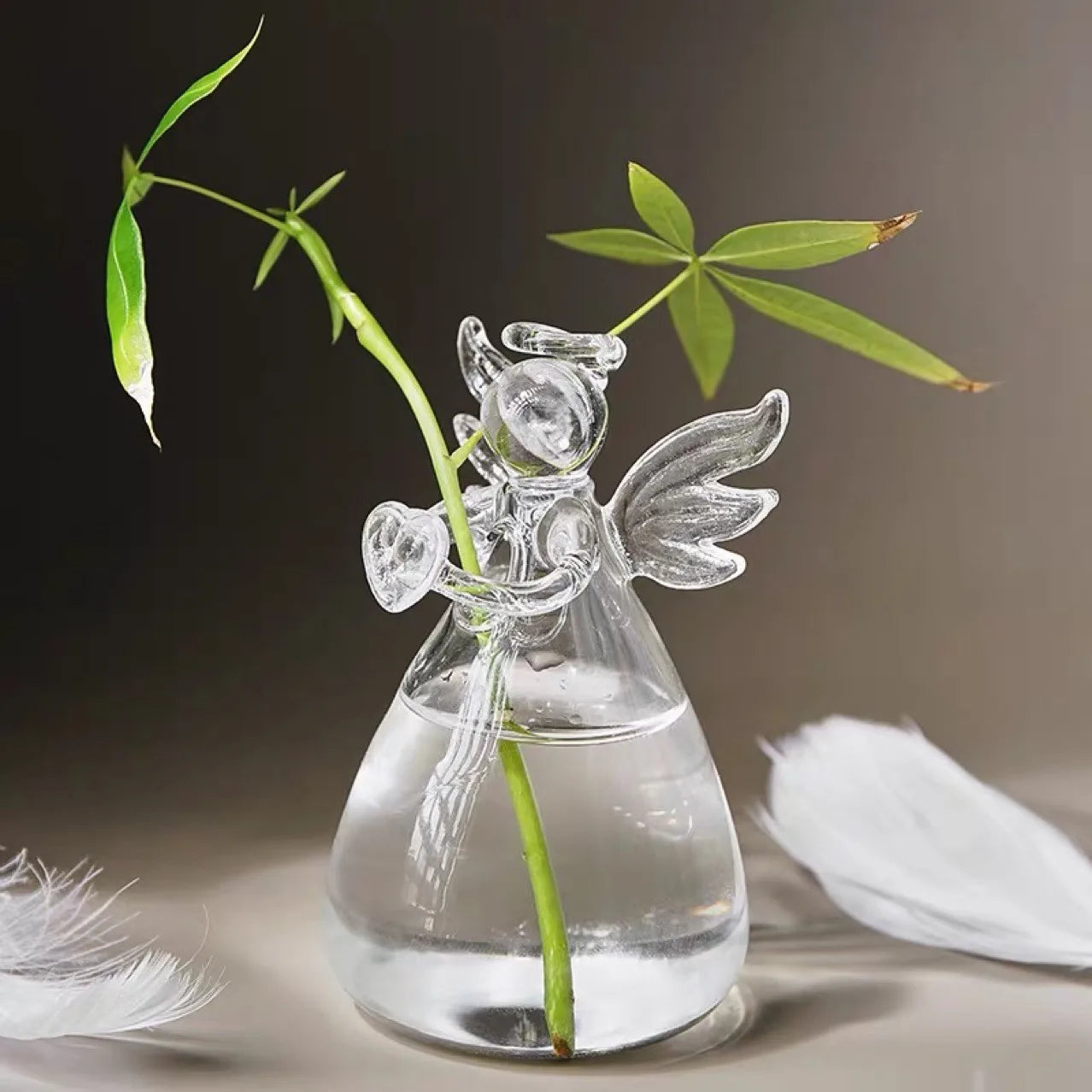 Handmade Angel Glass Vase - Mini Crystal Tabletop Decor for Home Office Wedding Gift - ZOOMNSTORE