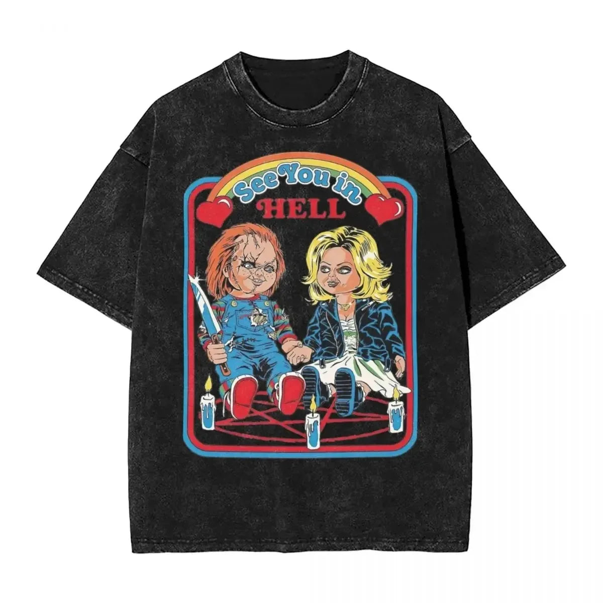 Chucky and Tiffany Halloween T-Shirt - Casual Oversized Tee for Men and Women - ZOOMNSTORE