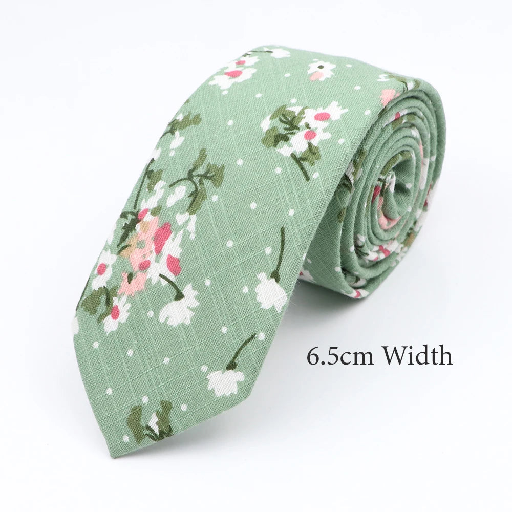 Floral Cotton Necktie - Elegant Paisley Wedding Tie For Men & Women