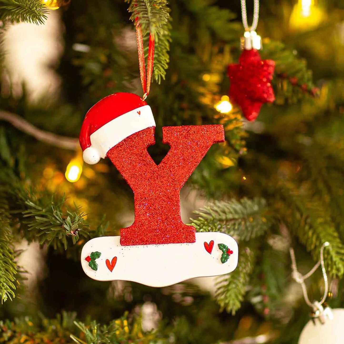 Acrylic Christmas Letter Pendant - DIY Holiday Tree Decoration 26 Letters Ornament