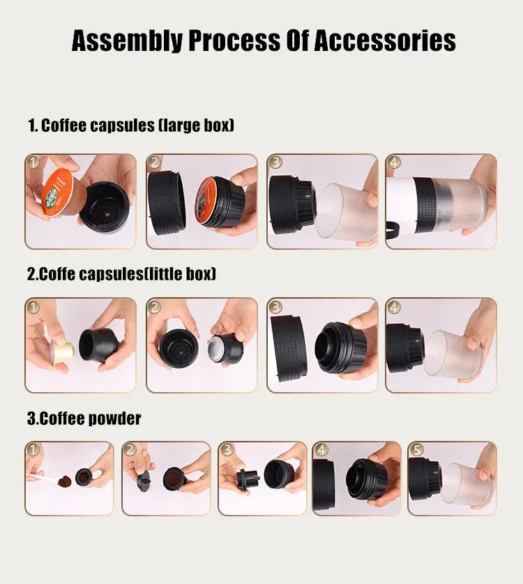 Portable 3-in-1 Wireless Espresso Coffee Maker for Car Home - ZOOMNSTORE