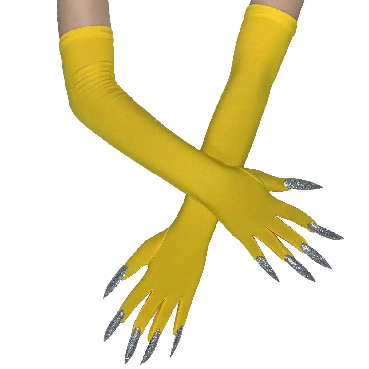 Halloween Ghost Claw Gloves - Cosplay Dress Up with Black Long Nails