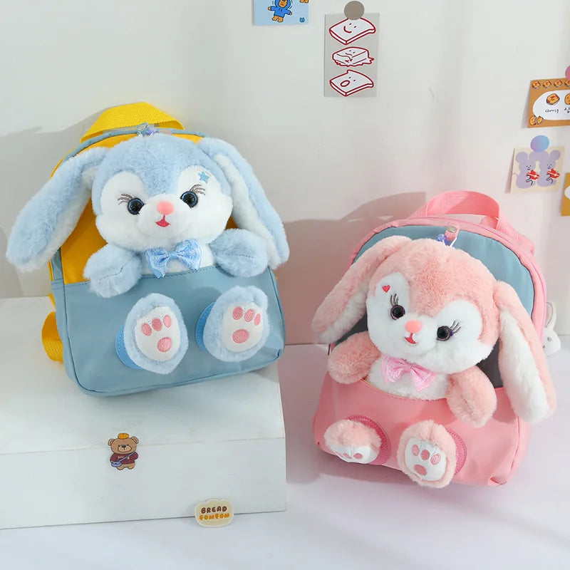 Plush 3D Rabbit Backpack - Cute Cartoon School Bag for Kids - ZOOMNSTORE