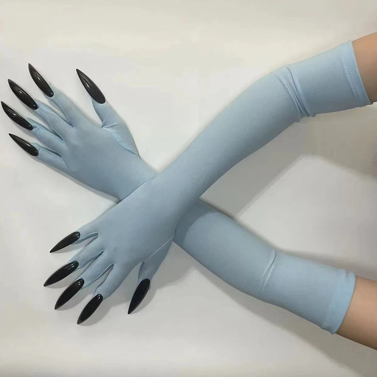Halloween Ghost Claw Gloves - Cosplay Dress Up with Black Long Nails