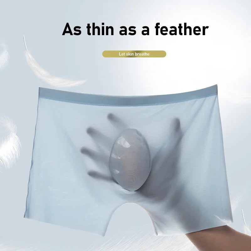 Mens Ice Silk Boxers - 10 Pcs Ultra-Thin Seamless Breathable Underwear