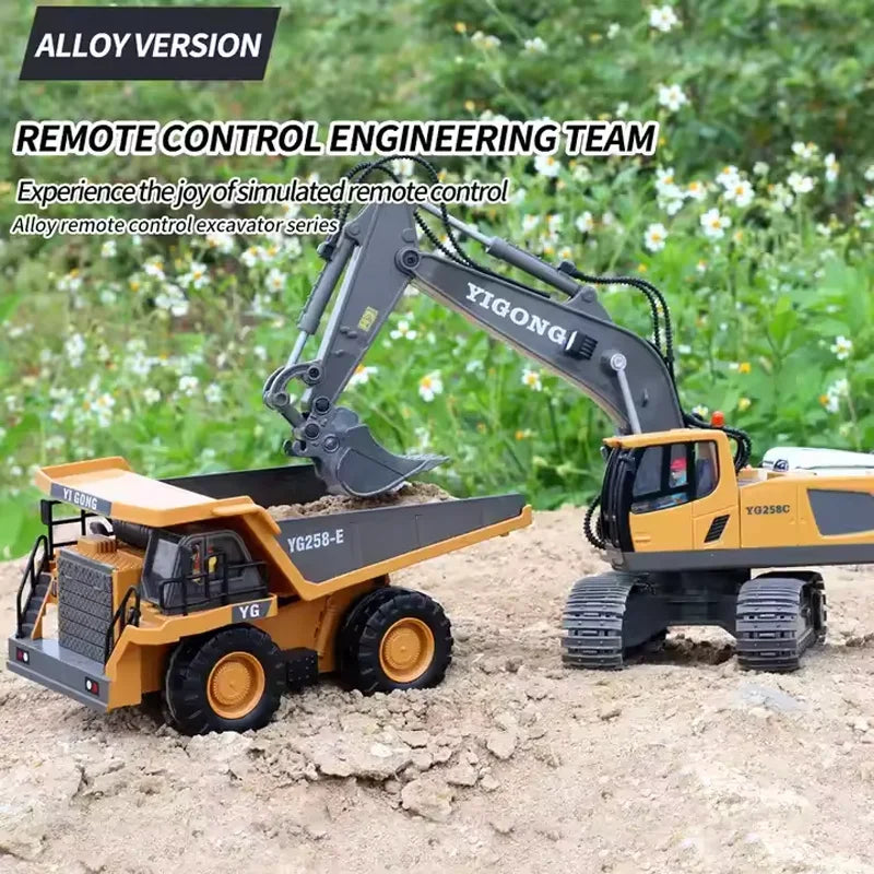 Remote Control Excavator Dump Truck - RC Alloy Plastic Construction Toy for Kids - ZOOMNSTORE