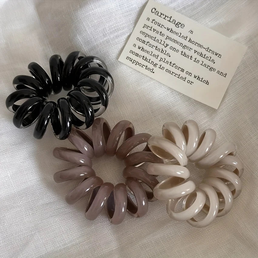 3pcs Elegant Spiral Hair Scrunchies - High Elasticity, Stylish Phone Cord Headbands, Perfect for Spring & Summer