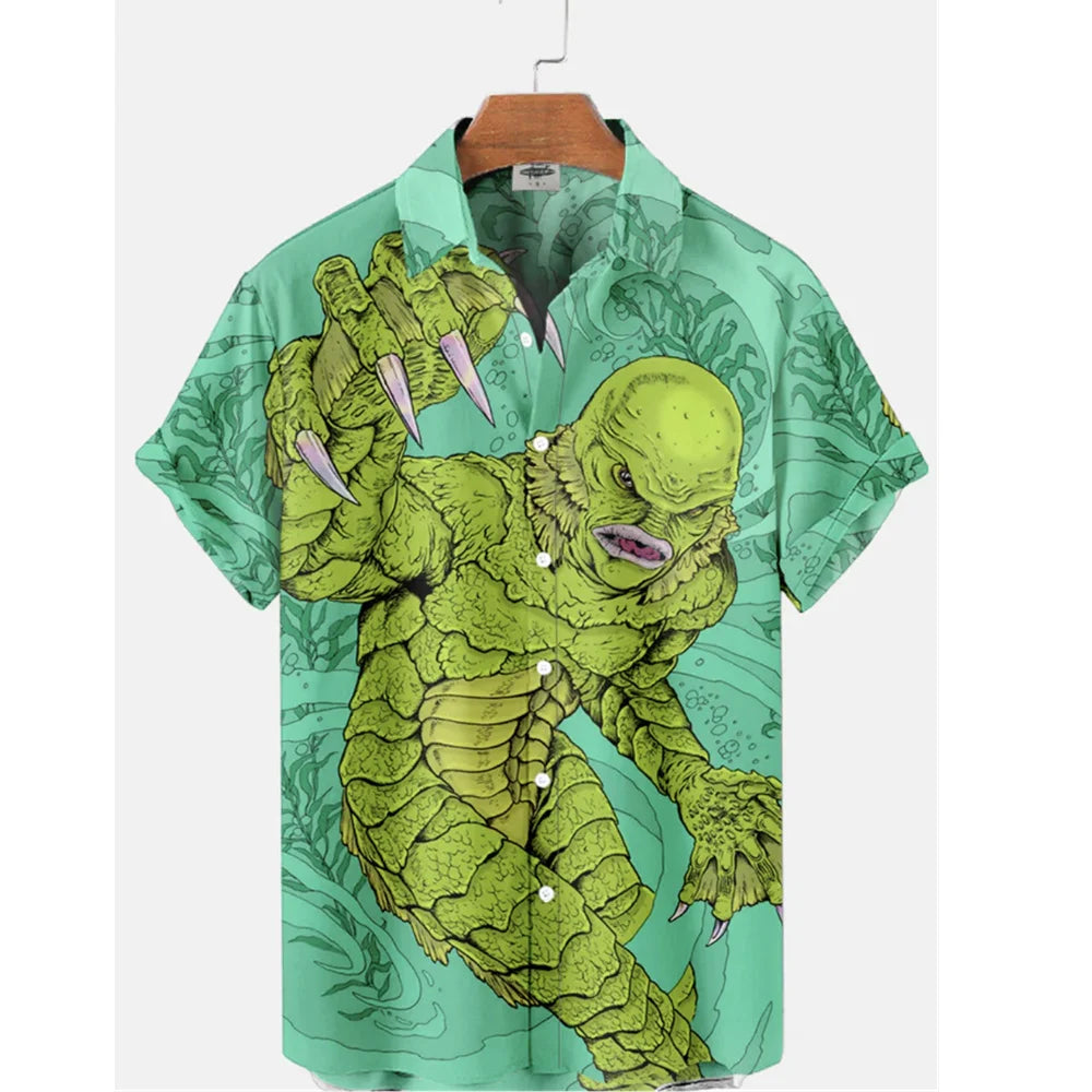 Retro Movie Character Shirt - Casual Summer Short Sleeve Hawaiian Top for Men - ZOOMNSTORE