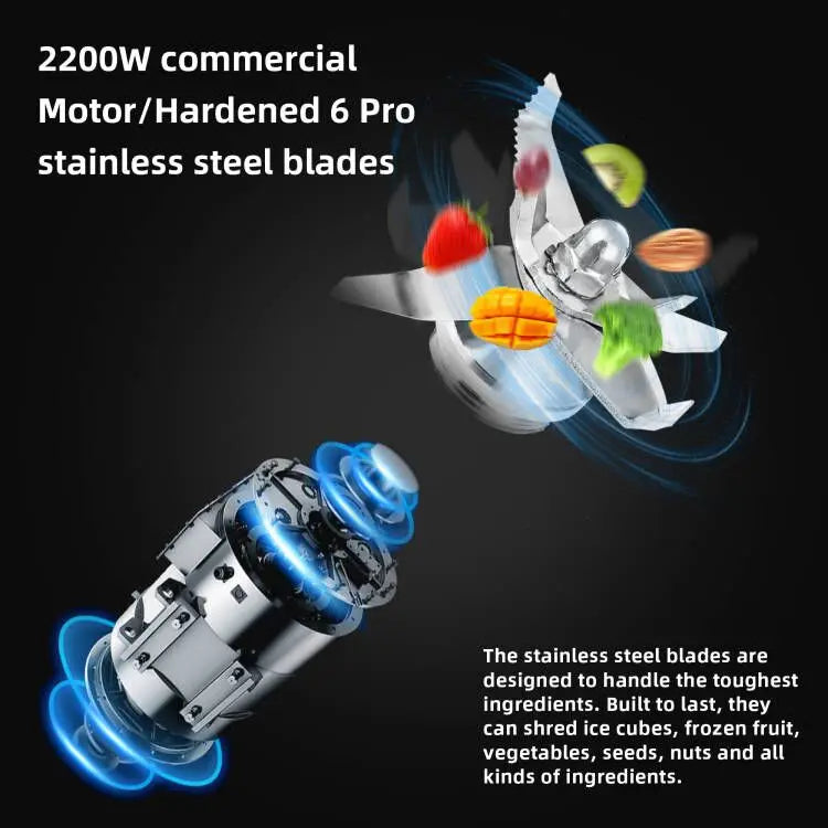 BioloMix 2200W Professional Blender - Smart Timer 2L Jar Mixer Juicer Ice Crusher
