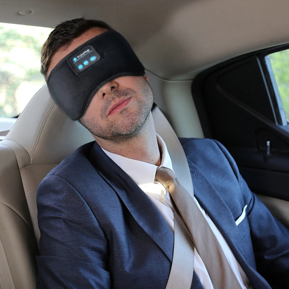 Headphones 5.3 Bluetooth Eye Mask, Wireless Sleeping Eye Mask for Men Women, Travel Eye Cover Light Block with Music
