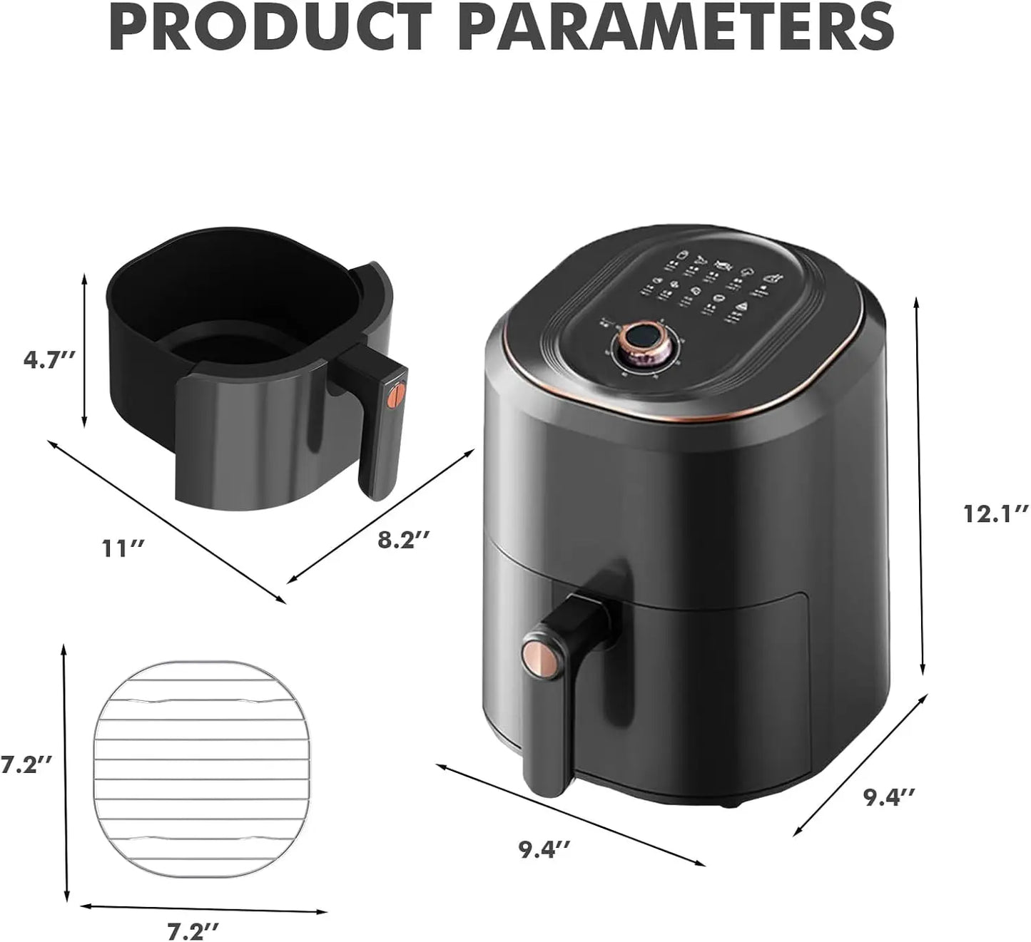 Smart 75L Oil-Free Air Fryer - Digital Timer Temperature Control - ZOOMNSTORE