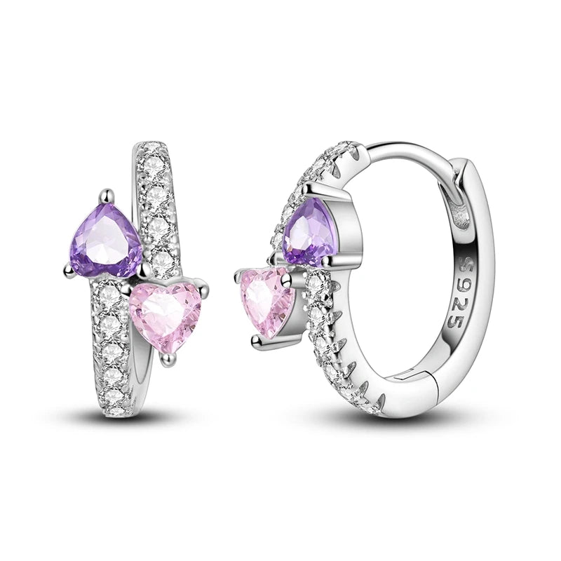 Sterling Silver Hoop Earrings – Zirconium Star Drop Style For Women’s Anniversary Jewelry Gift