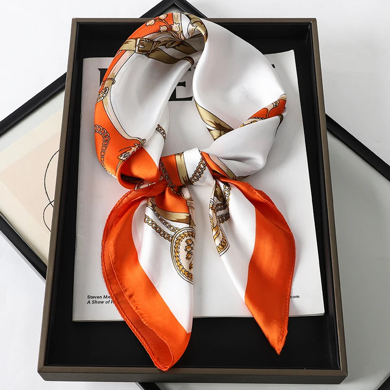 Luxury Silk Head Scarf - Soft Summer Foulard Bandana for Women
