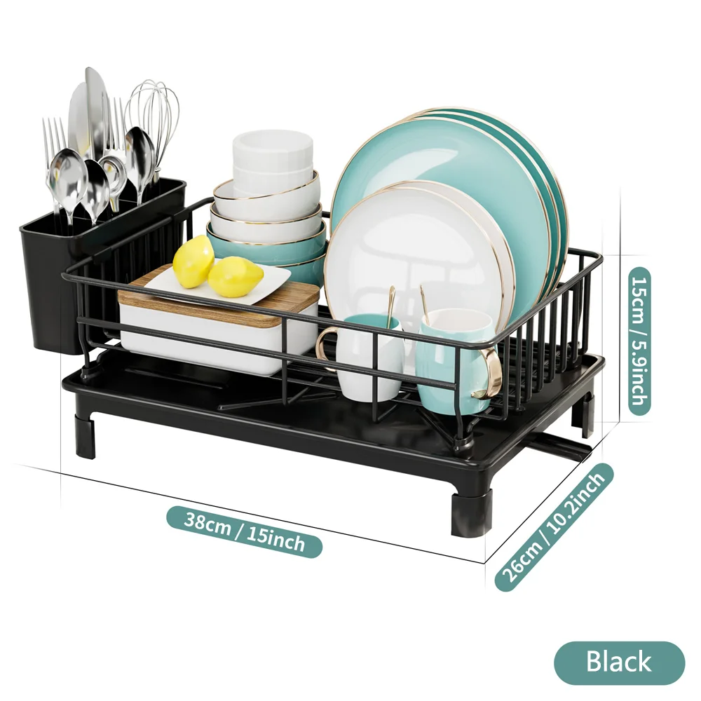 Kitchen Organizer Rack - Multi Functional Dish Drying Rack & Utensil Drainer | Stackable Metal Storage