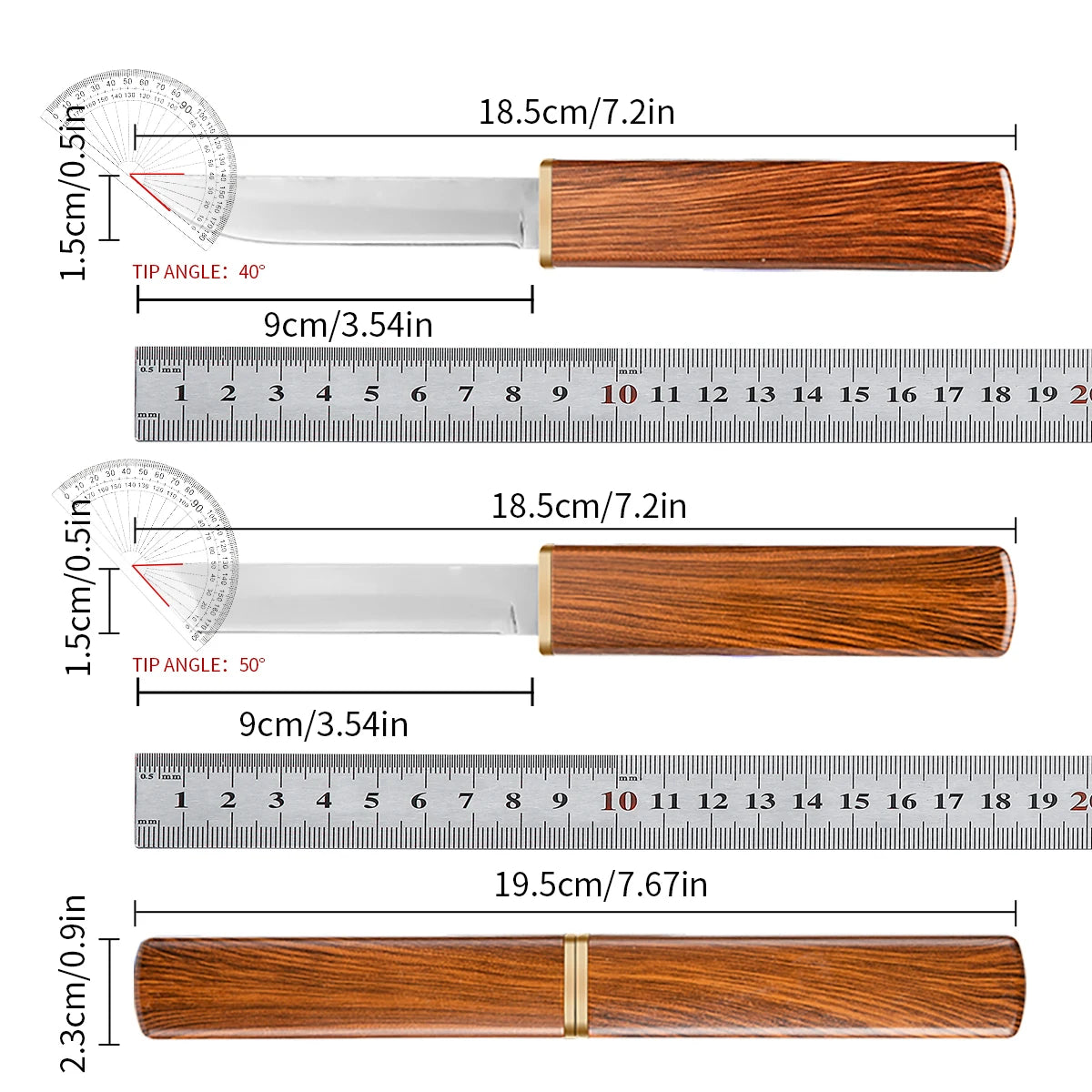 2-in-1 Stainless Steel Utility Knife - Outdoor Paring Meat Cutter