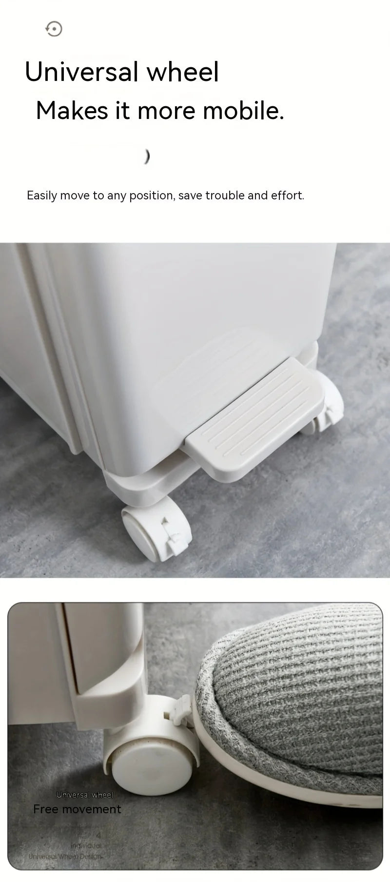 Large Dual-Compartment Trash Can - Durable Plastic Bin for DryWet Separation