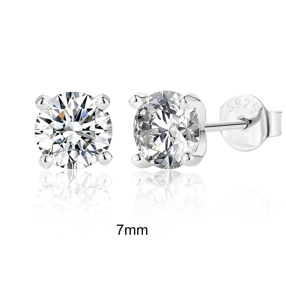 Moissanite Stud Earrings - 0.5 Carat D Color 925 Sterling Silver Sparkling Ear Studs