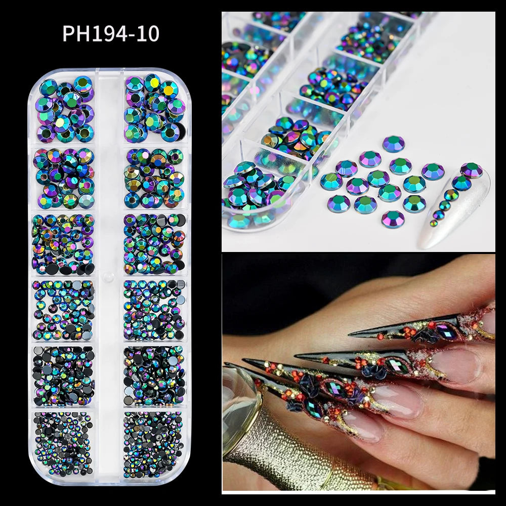 Ocean Gold Nail Art Charms - 3D Shell Seahorse Starfish Pearl Gems Studs