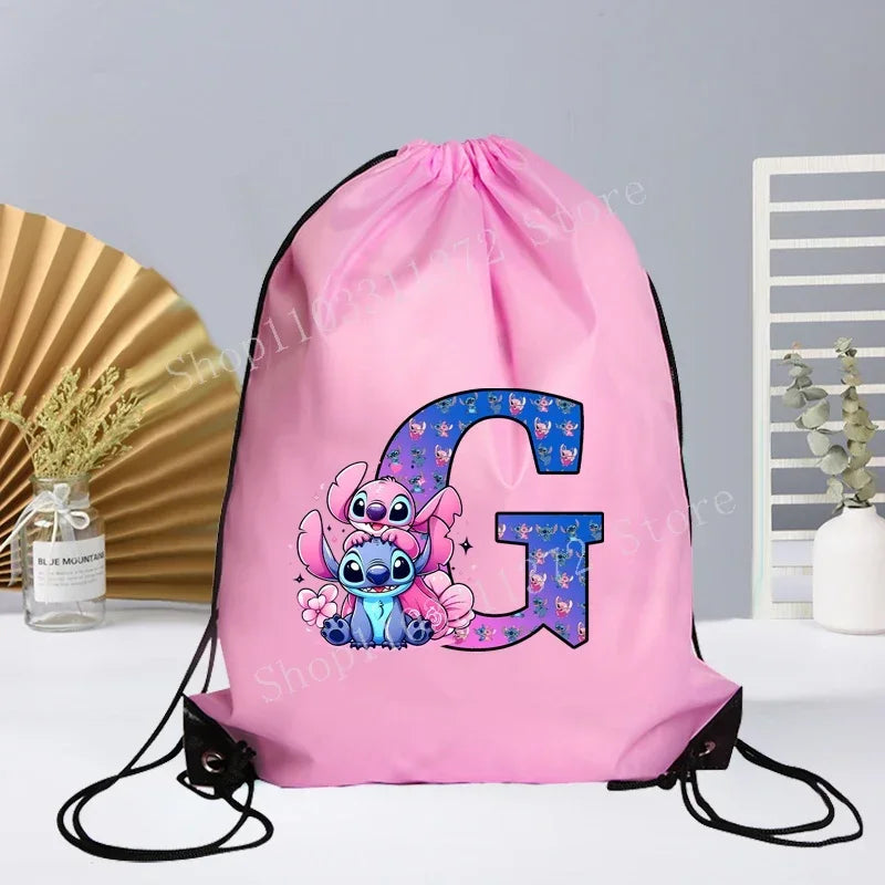 Disney Stitch Drawstring Bag - Waterproof Gym Sack for Kids Adults