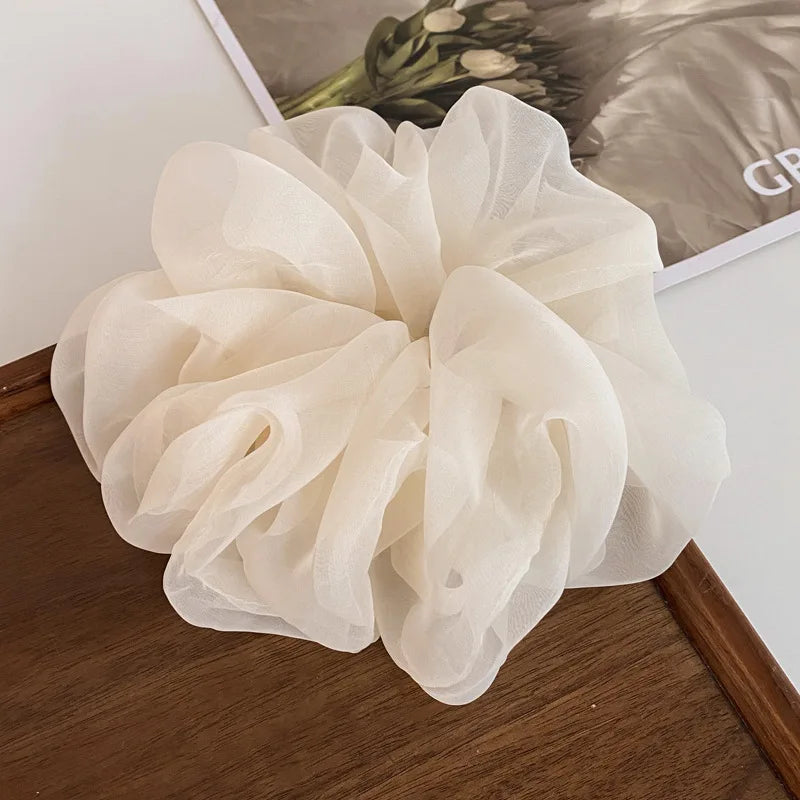 Korean Woman Big Elegant Silk Elastics Hair Band Girls Solid Color Scrunchies Hair Ties Ladies Ponytail Hold Hair Accessories