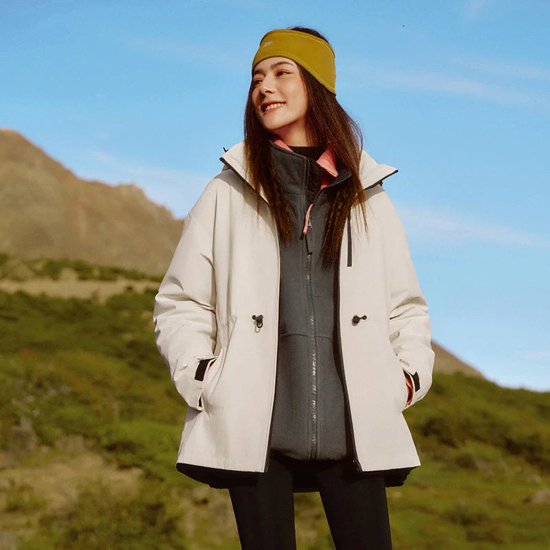 Semir Down Jacket Women 2026 New Two-Piece Three-in-One Outdoor Travel Daily Waterproof Oil-proof Stain-proof Woman Winter Coat