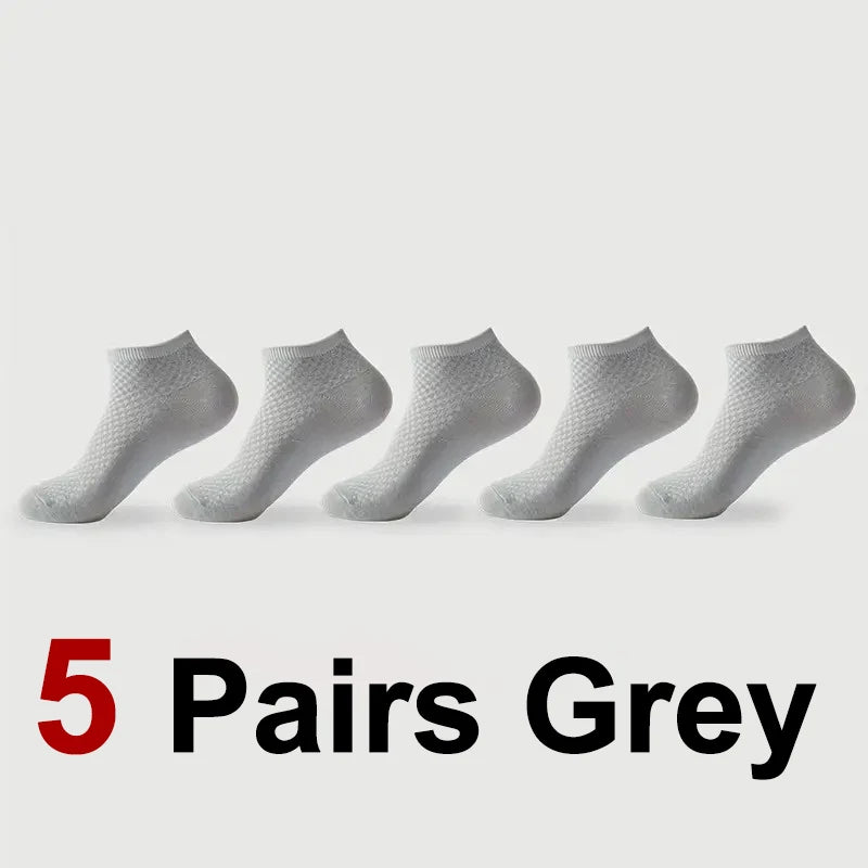 1/5 Pairs Men Bamboo Fiber Business Ankle Socks Spring Summer Lightweight Breathable Odor Proof Sweat Absorbing Leisure Socks