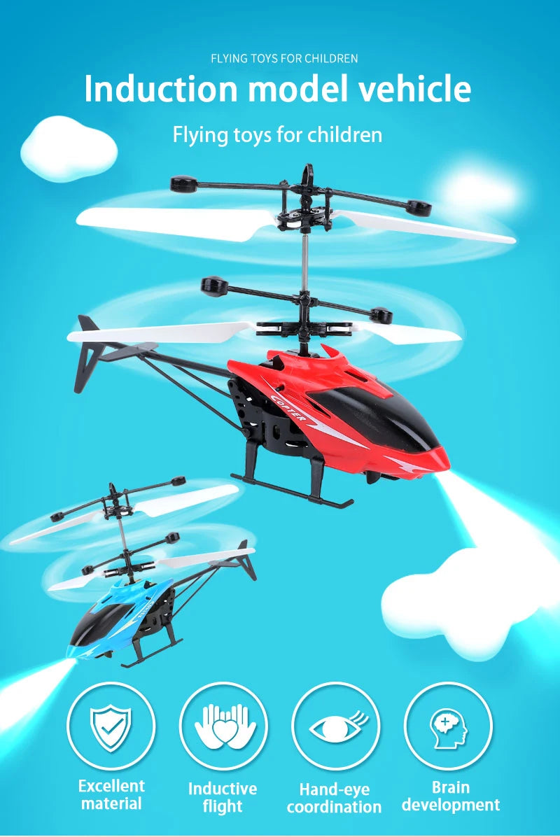 Rechargeable Mini RC Drone - Safe Fall-Resistant Helicopter Toy for Kids No Remote Control Battery - ZOOMNSTORE