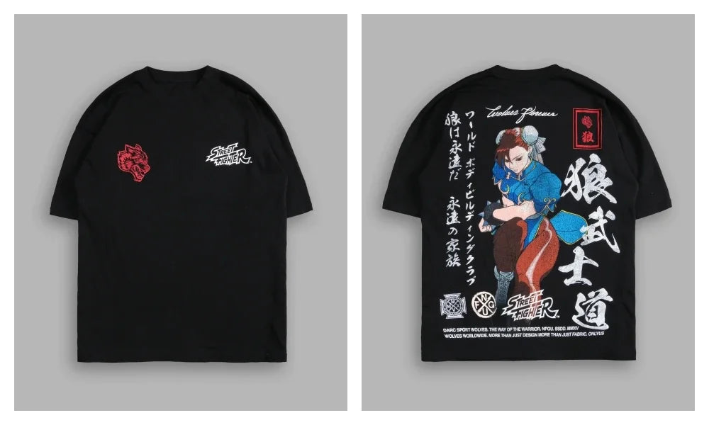 WOLVES CLUB STABILITY "PREMIUM" OVERSIZED TEE IN BLACK Summer Men's and Women's T-shirt Fashion Loose Printed Tops