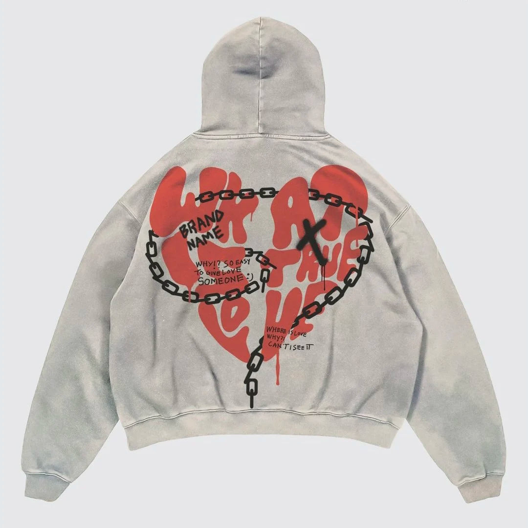 Street Y2K letter Printed Long-sleeved Hoodie Couples Hip-hop Street Punk Wind Loose Fashion Oversized Hoodies Harajuku Goth Top