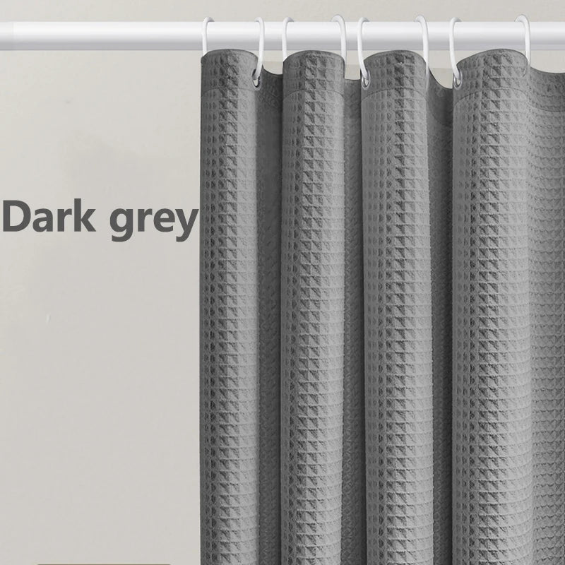 Waterproof Thickened Waffle Shower Curtain - Mildew Resistant Solid Color Bathroom Decor - ZOOMNSTORE