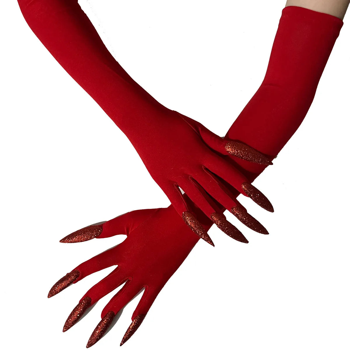 Halloween Ghost Claw Gloves - Cosplay Dress Up with Black Long Nails