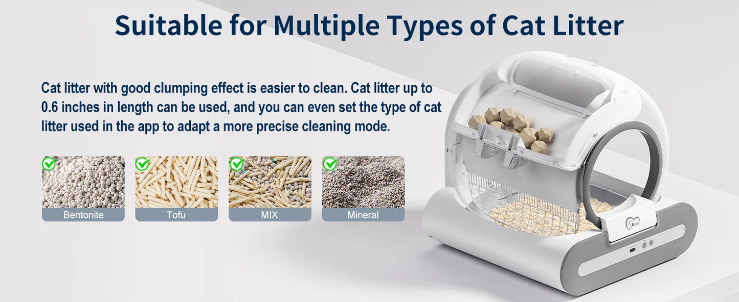 Automatic Self-Cleaning Cat Litter Box with App Control Litter Mat for Large Cats - ZOOMNSTORE
