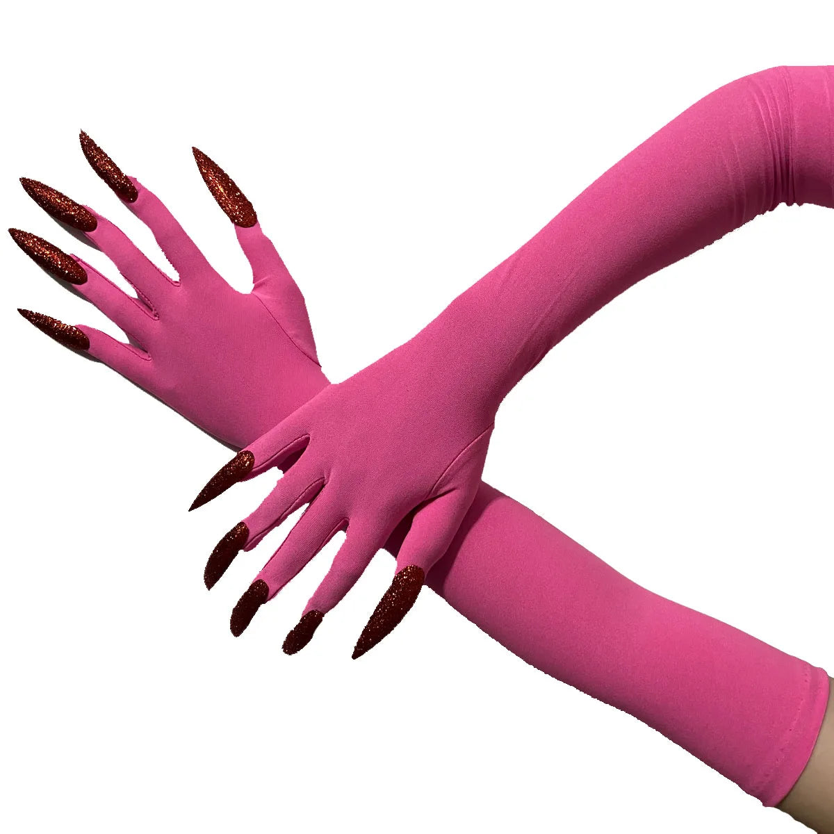 Halloween Ghost Claw Gloves - Cosplay Dress Up with Black Long Nails