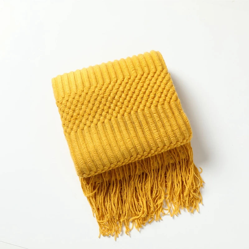 Green Oversized Knitted Throw Blanket - Soft Textured Decorative Couch Blanket