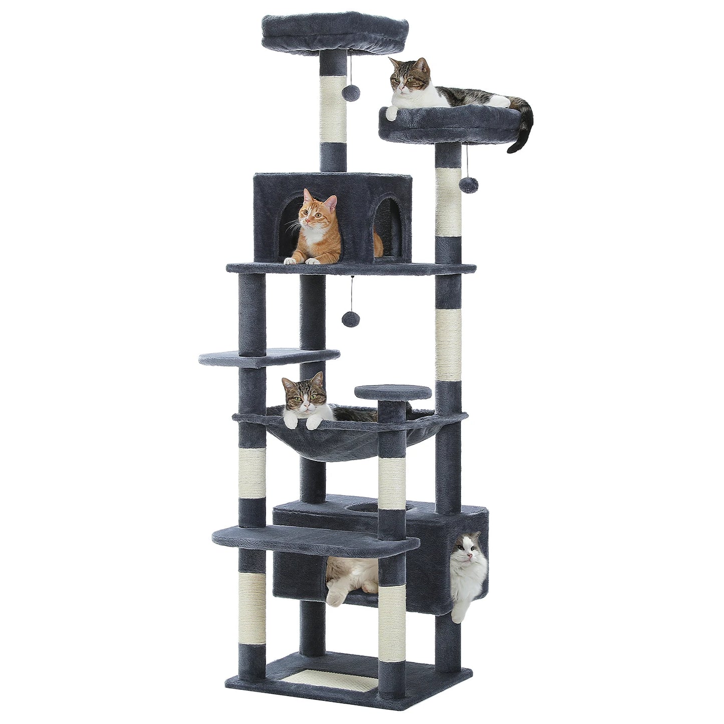 Large Cat Tree - Multi Level Indoor Cat Tower With Sisal Covered Posts & Spacious Condo