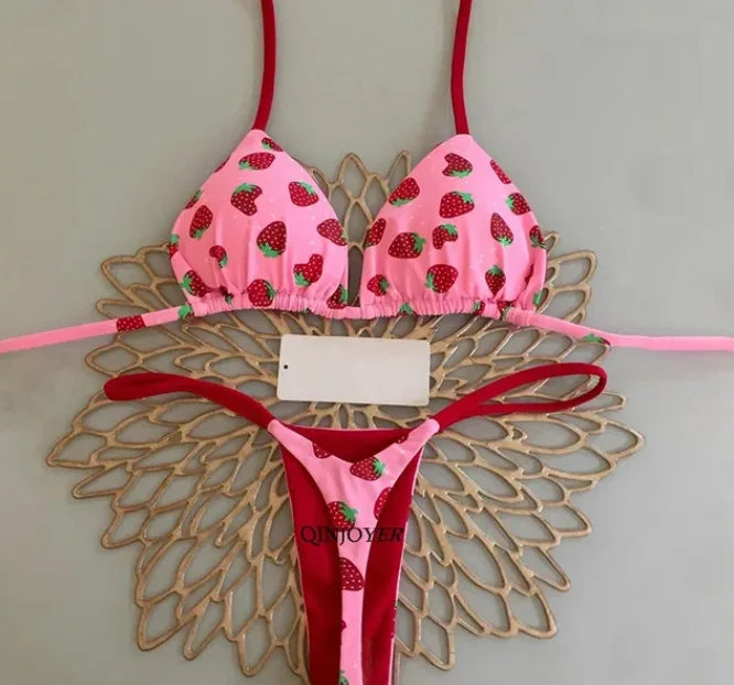 Womens G-String Bikini - Split Print Swimwear for Beach Holiday - ZOOMNSTORE