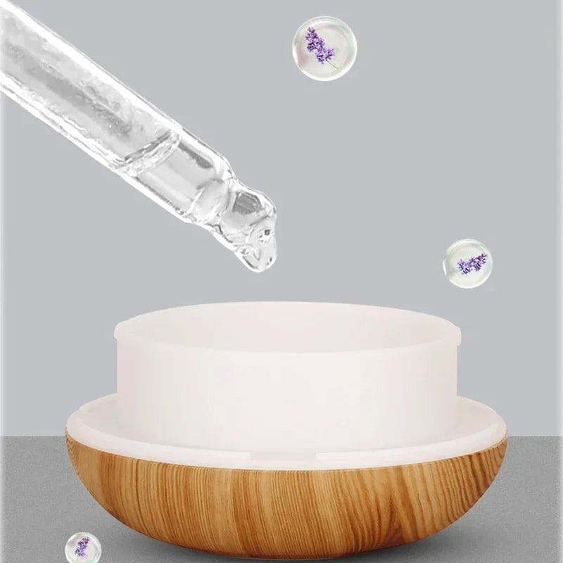 Wood Grain Essential Oil Diffuser - 350ML Ultrasonic Humidifier with Remote Control and 7 Color LED Light - ZOOMNSTORE