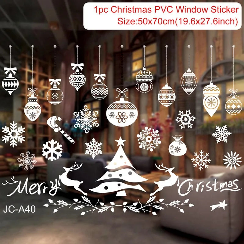 Merry Christmas Window Sticker - Holiday Home Decorations 2024-2025