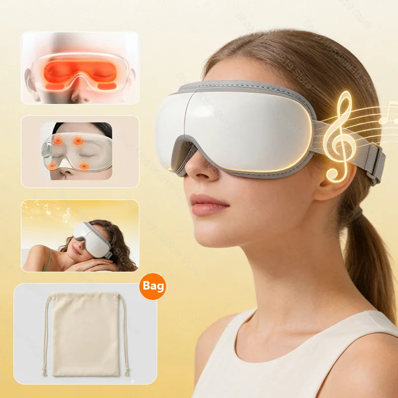 Heated Smart Vibration Eye Massager Airbag Compress Eye Care Instrument Bluetooth Music Eye Massage Sleepping Mask Relax Fatigue