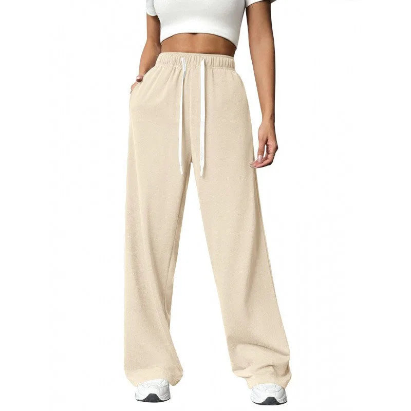 Autumn Winter Man/Woman Jogging Straight Sweatpants Street Style Wide Leg Pants Casual Solid Colors Versatile Loose Men's